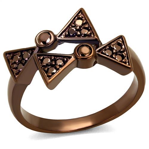 JCE1171 IP Coffee light Brass Ring with AAA Grade CZ  in Light Coffee