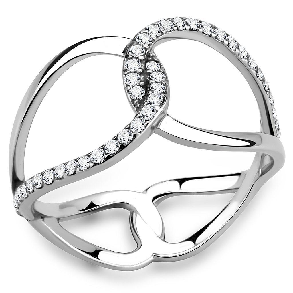 JCE307 No Plating Stainless Steel Ring with AAA Grade CZ  in Clear