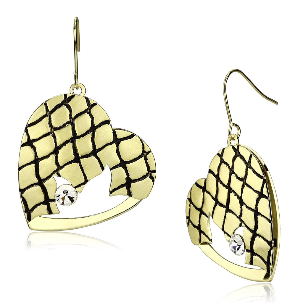 JCE2688 Matte Gold & Gold Iron Earrings with Top Grade Crystal  in Clear