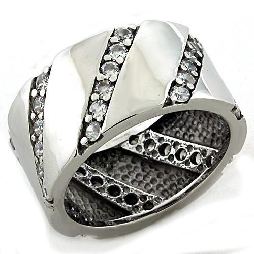 JCEAS1192 Rhodium 925 Sterling Silver Ring with AAA Grade CZ  in Clear