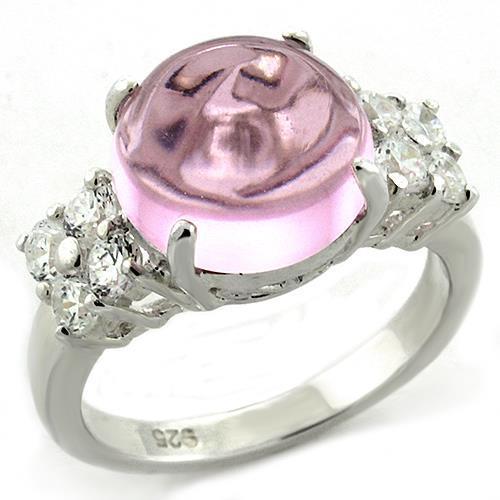 JCEAS1206 High-Polished 925 Sterling Silver Ring with Synthetic Acrylic in Light Rose