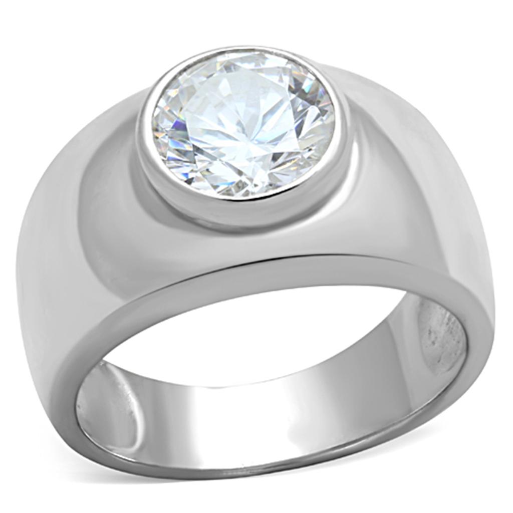 JCES744 Silver 925 Sterling Silver Ring with AAA Grade CZ  in Clear