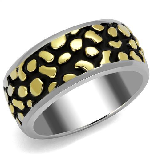 JCE2238 Two-Tone IP Gold (Ion Plating) Stainless Steel Ring with Epoxy  in Jet