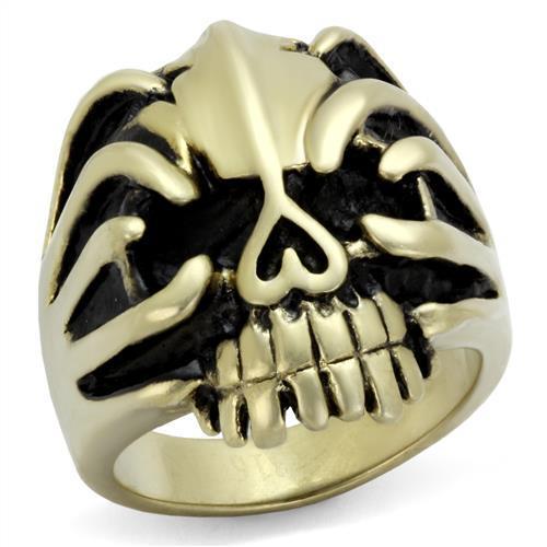 JCE2463 IP Antique Copper Stainless Steel Ring with Epoxy  in Jet