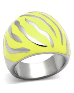 JCE833 High polished (no plating) Stainless Steel Ring with Epoxy  in Topaz