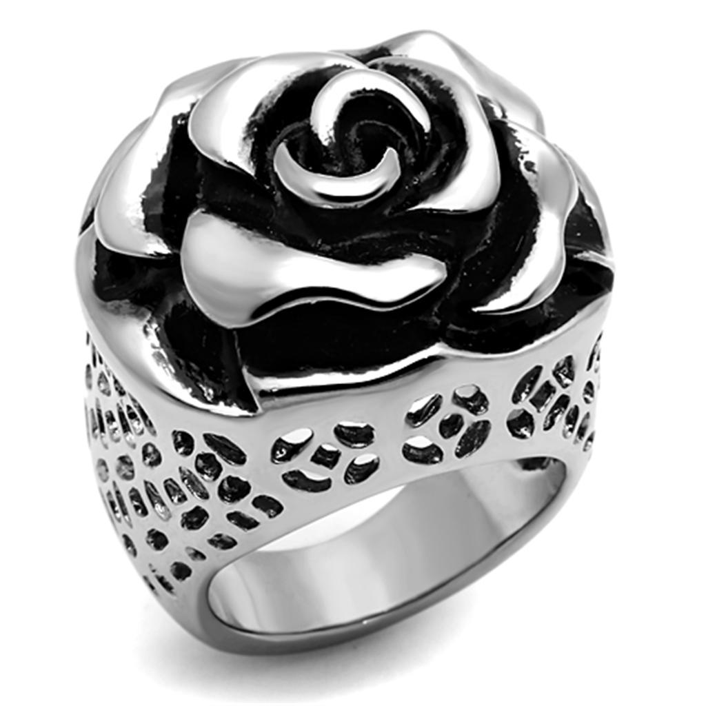 JCE922 High polished (no plating) Stainless Steel Ring with Epoxy  in Jet